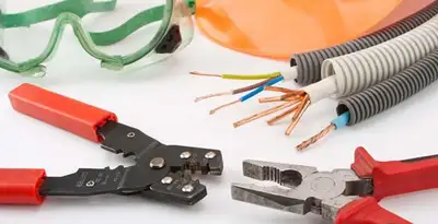 Electrical wiring repair with professional tools and safety equipment in Mesa, AZ